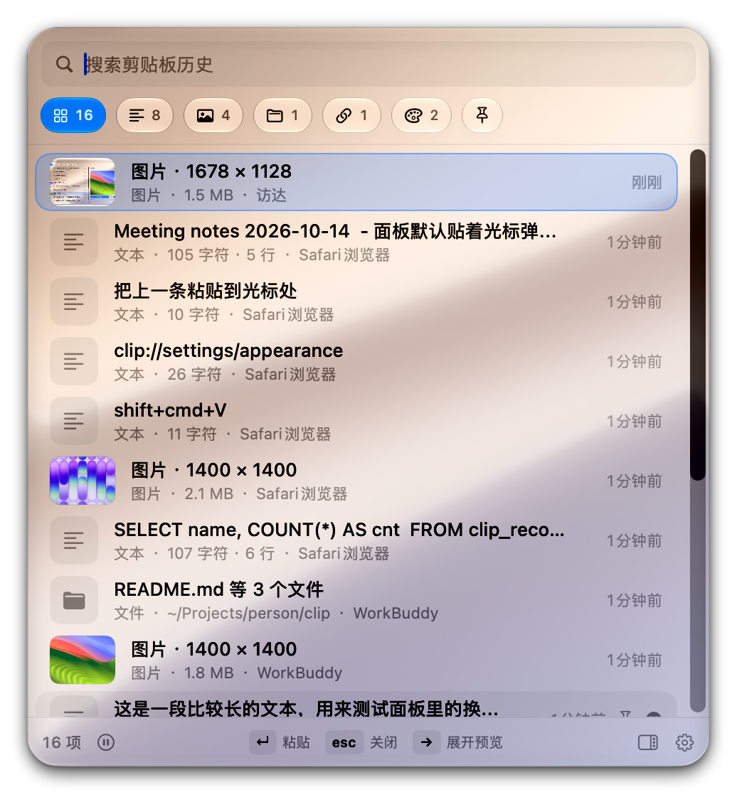 Clip 紧凑面板